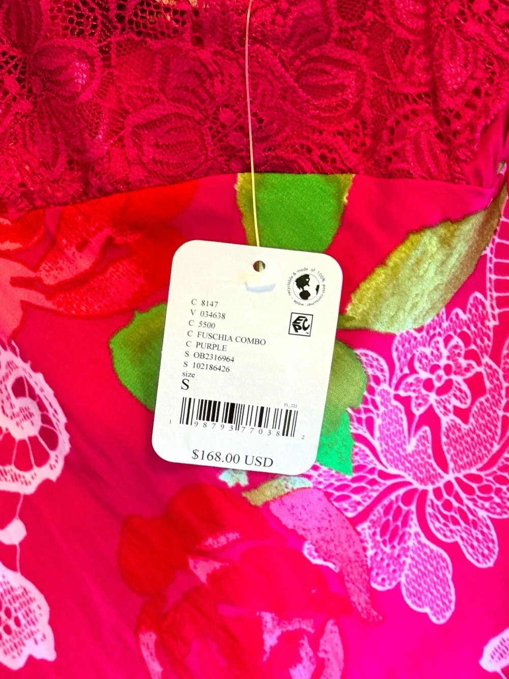 NWT Free People Can We Talk Midi Slip Floral Lace-Trim Dress